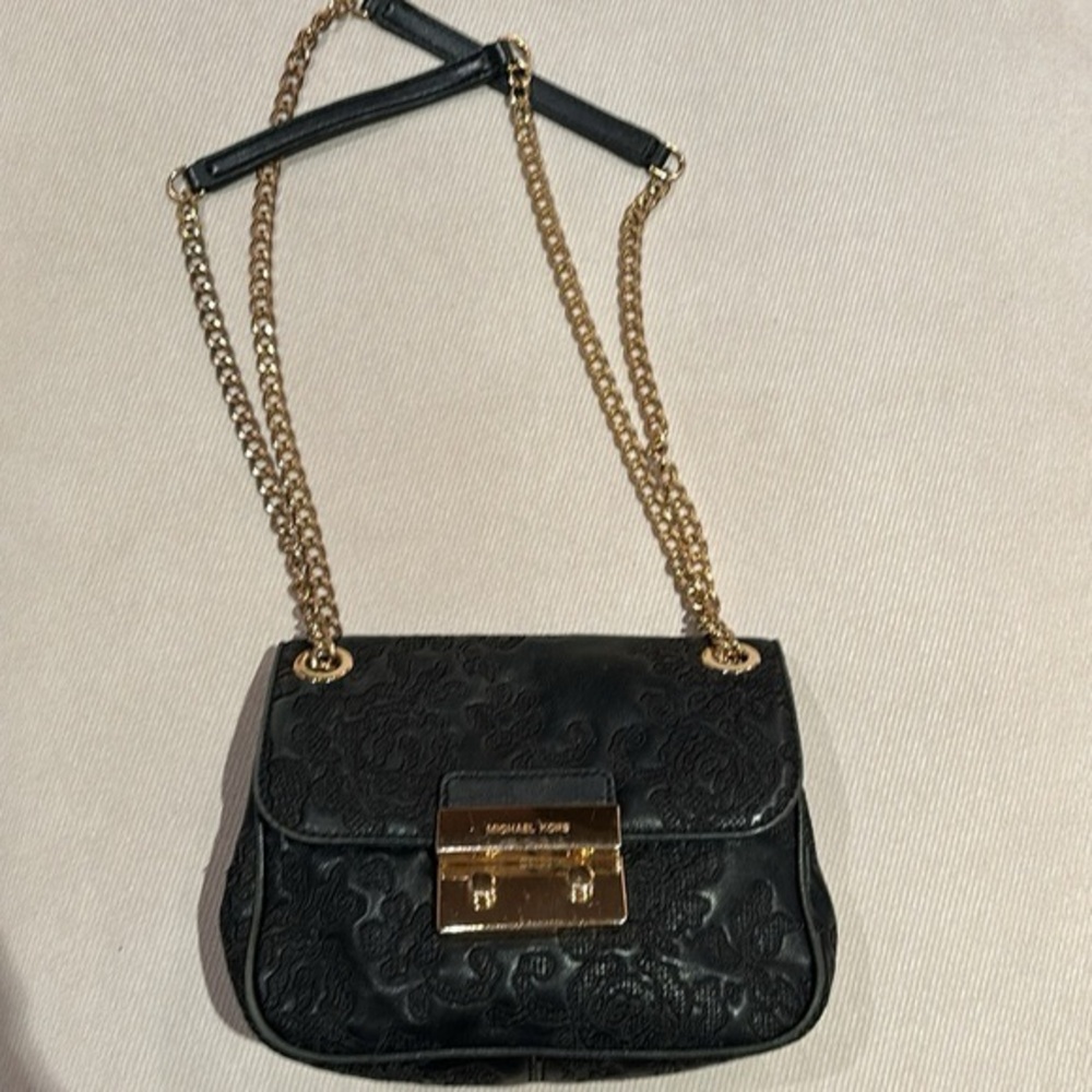 Michael Kors Black With Gold Chain Link Shoulder Bag